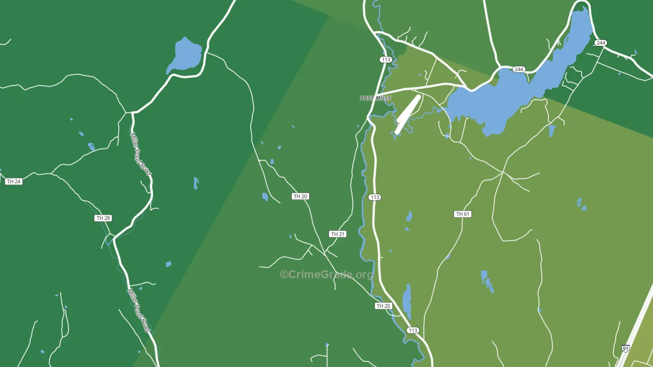 Post Mills, VT Map of Vandalism Rates
