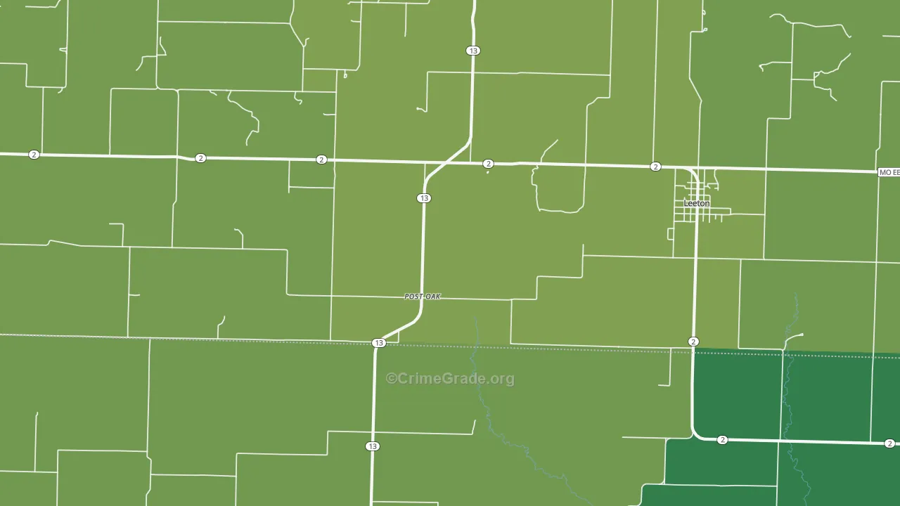 Post Oak, MO Map of Vandalism Rates