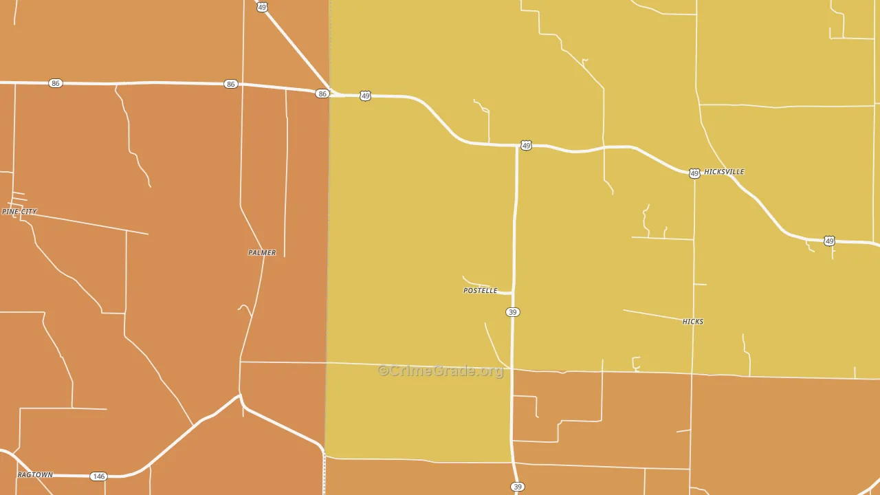 Postelle, AR Map of Vandalism Rates