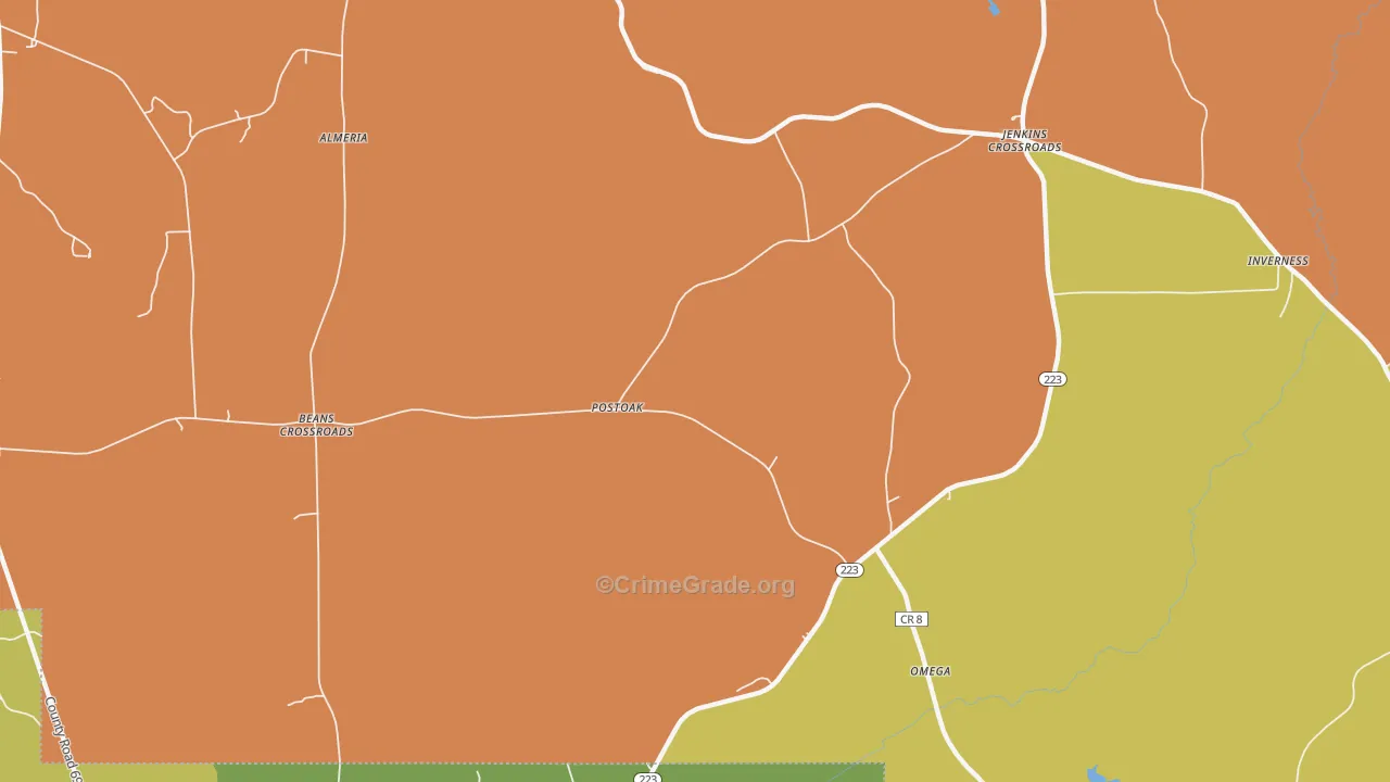 Postoak, AL Map of Vandalism Rates