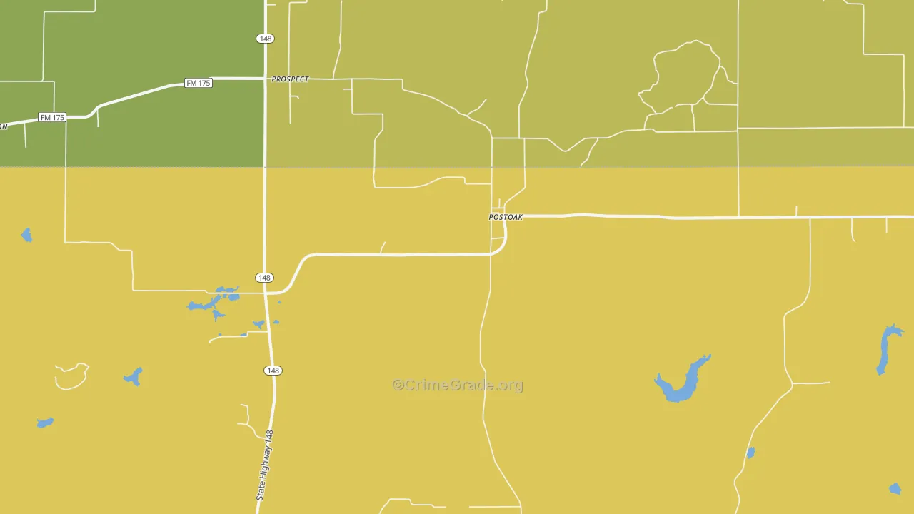 Postoak, TX Map of Vandalism Rates