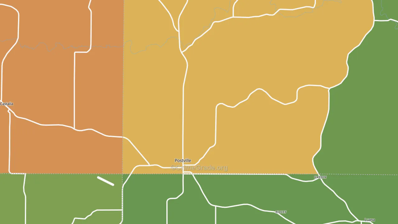 Postville, IA Map of Vandalism Rates