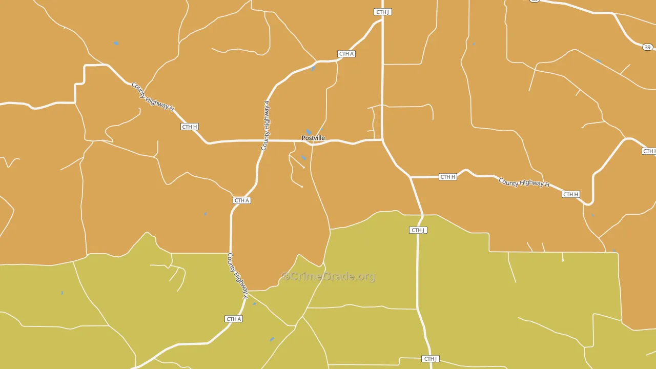 Postville, WI Map of Vandalism Rates