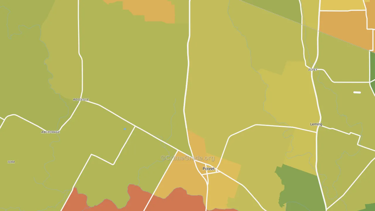 Poteet, TX Map of Vandalism Rates