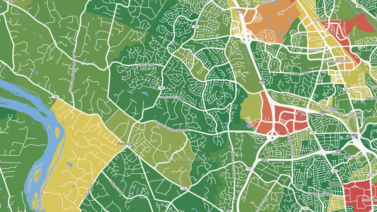 Potomac, MD Map of Vandalism Rates