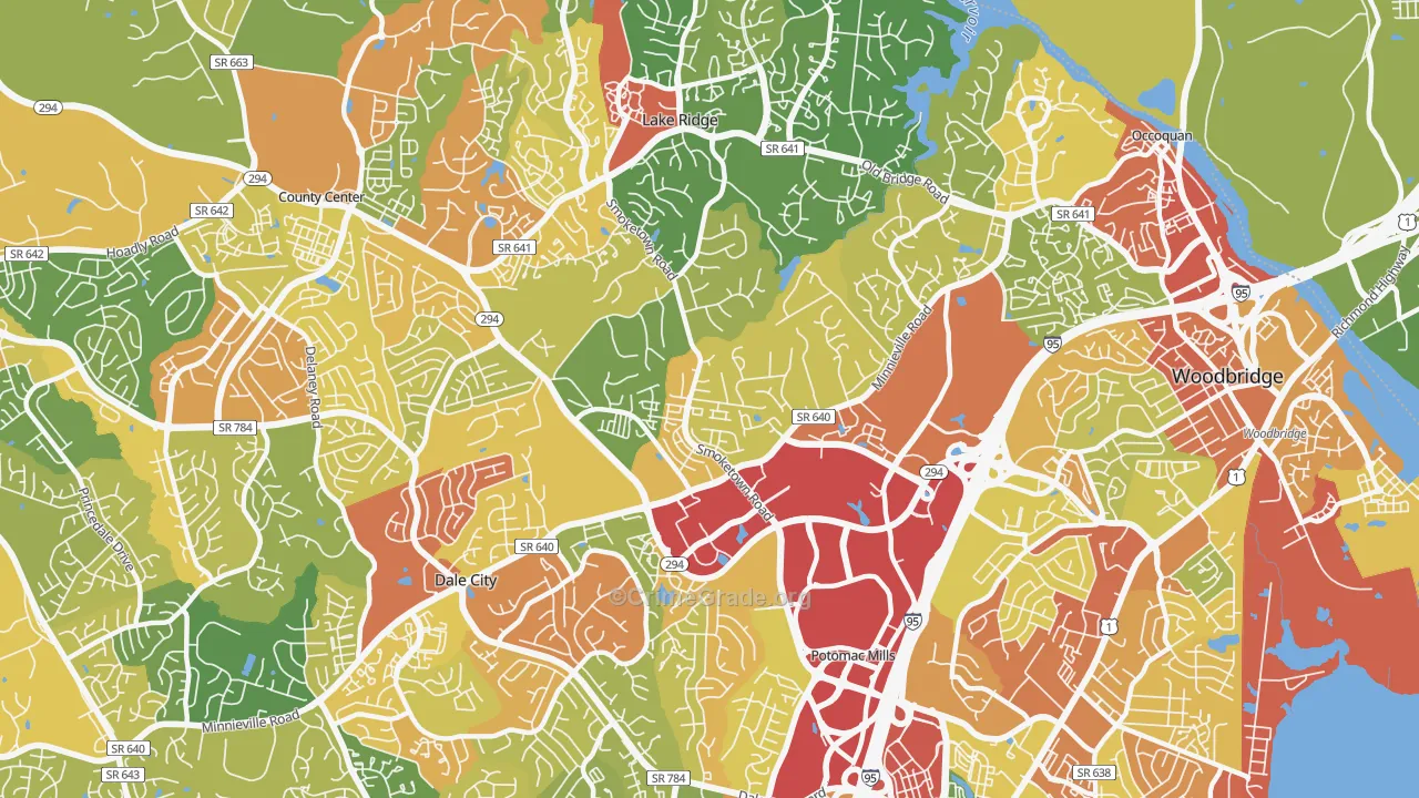 Potomac Mills, VA Map of Vandalism Rates
