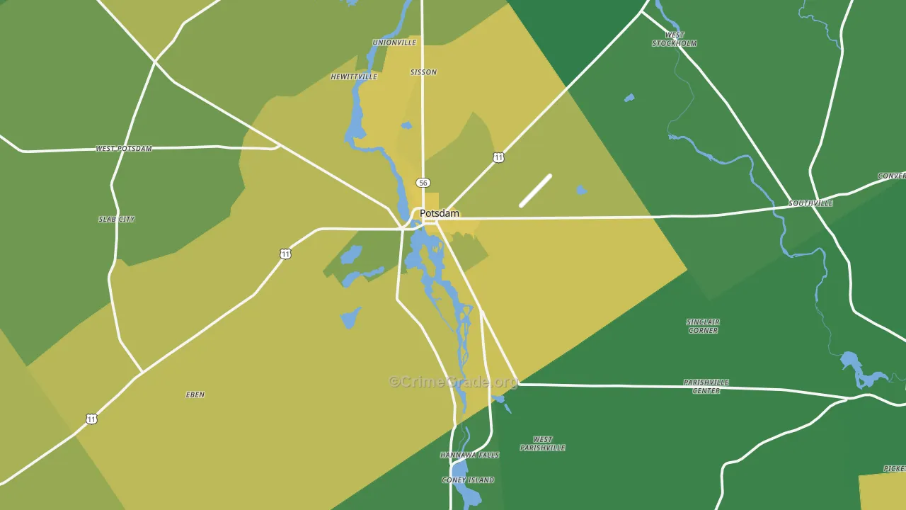 Potsdam, NY Map of Vandalism Rates