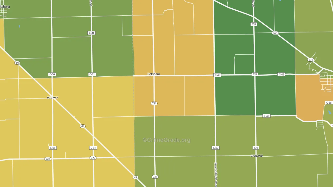 Potsdam, OH Map of Vandalism Rates