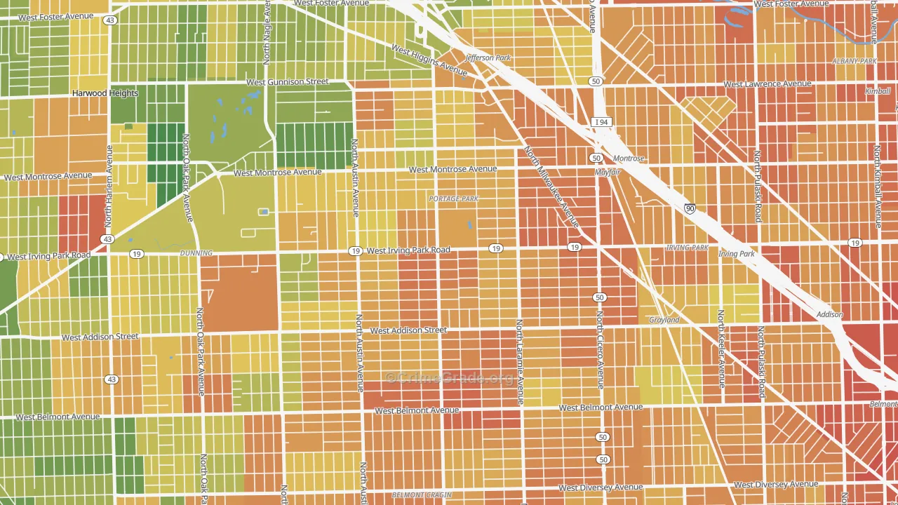 Pottage Park, Chicago, IL Map of Vandalism Rates
