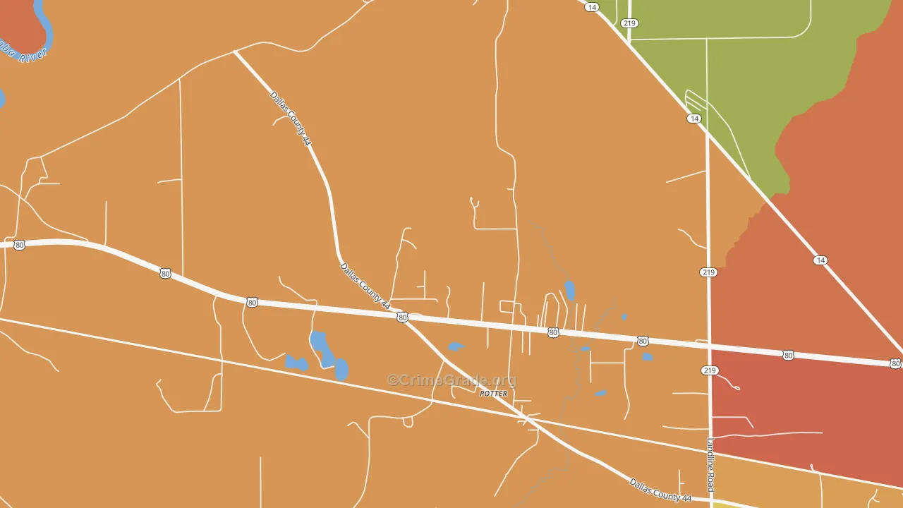 Potter, AL Map of Vandalism Rates