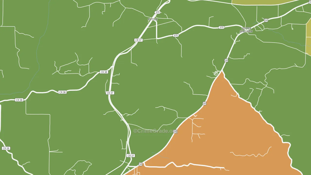Potter, AR Map of Vandalism Rates