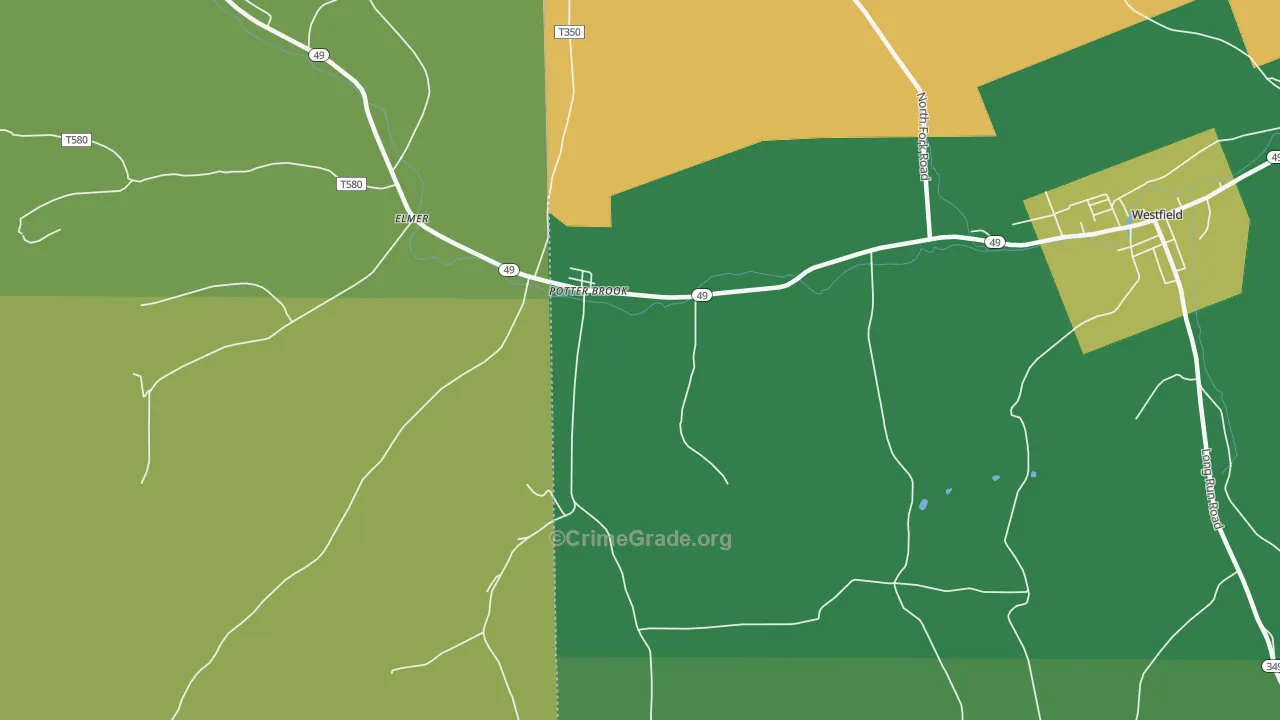 Potter Brook, PA Map of Vandalism Rates