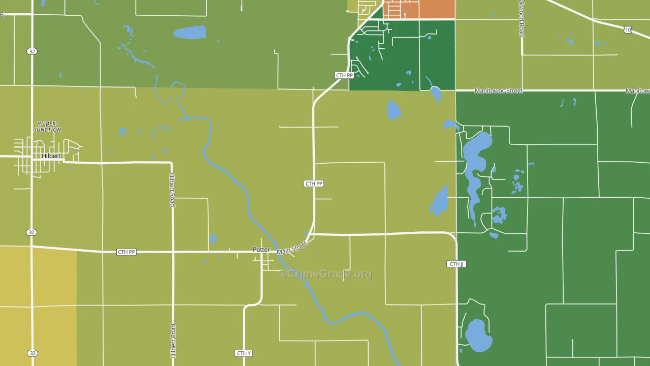 Potter, WI Map of Vandalism Rates