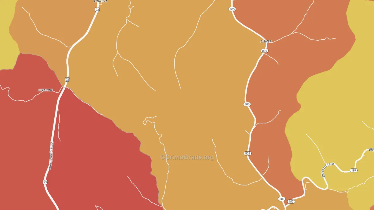 Potters Fork, KY Map of Vandalism Rates
