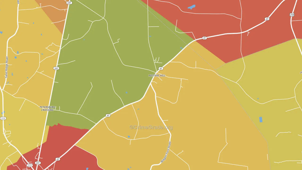 Potters Hill, NC Map of Vandalism Rates