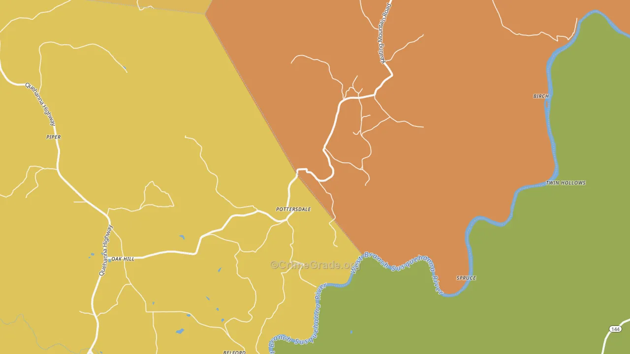Pottersdale, PA Map of Vandalism Rates