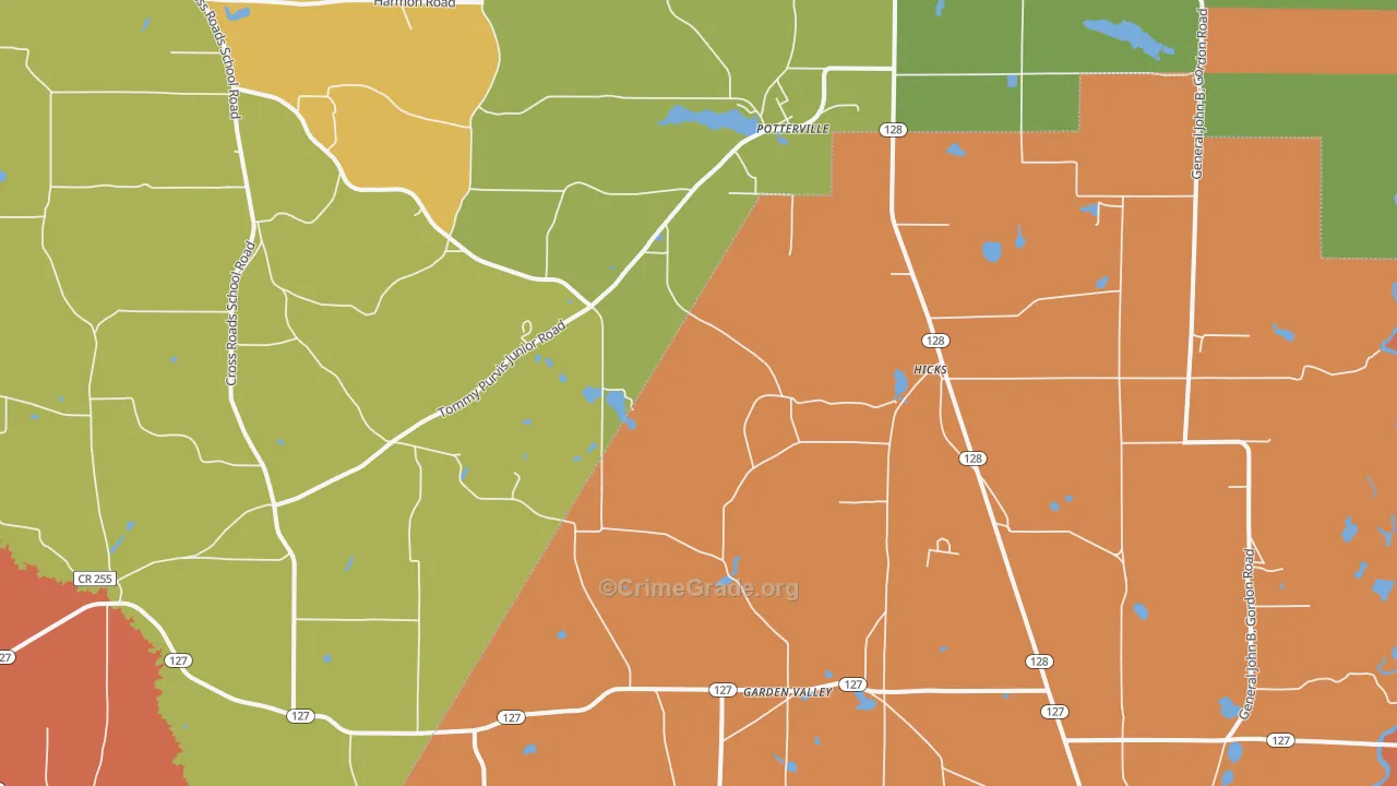 Potterville, GA Map of Vandalism Rates