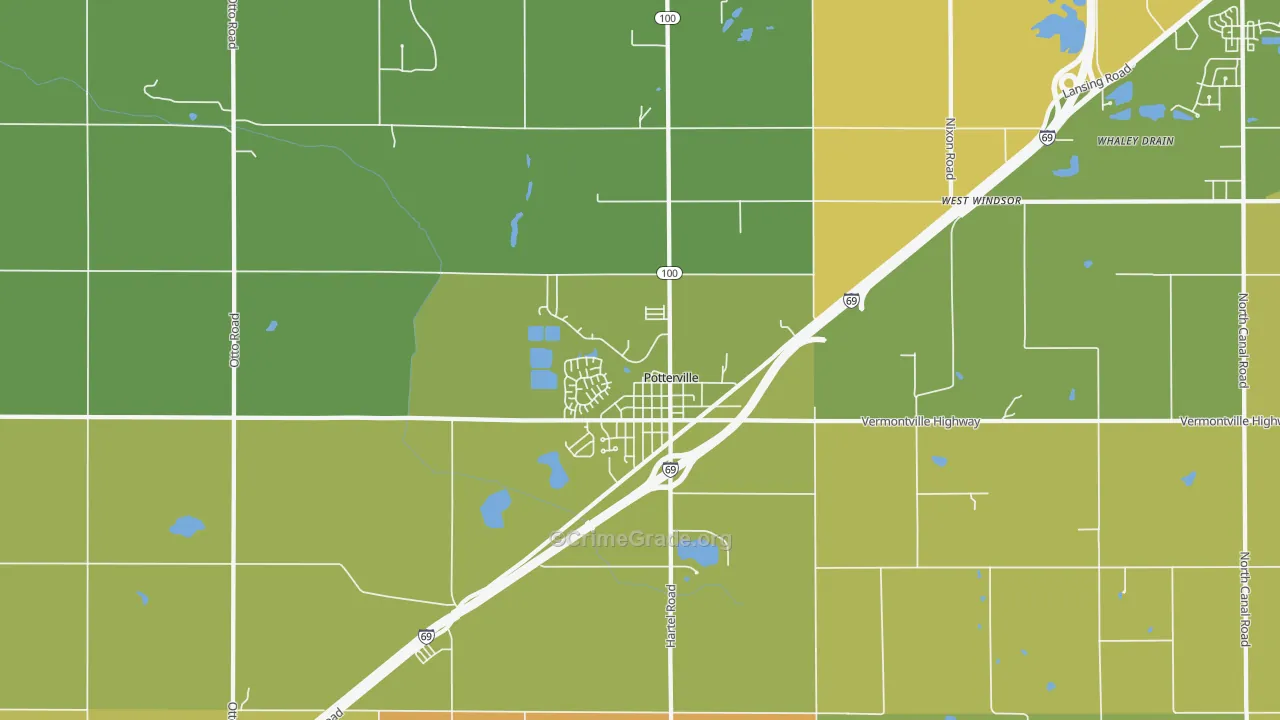 Potterville, MI Map of Vandalism Rates
