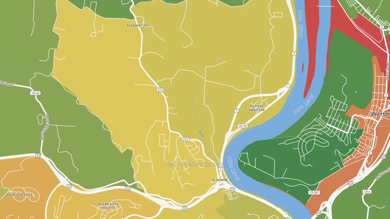 Pottery Addition, OH Map of Vandalism Rates