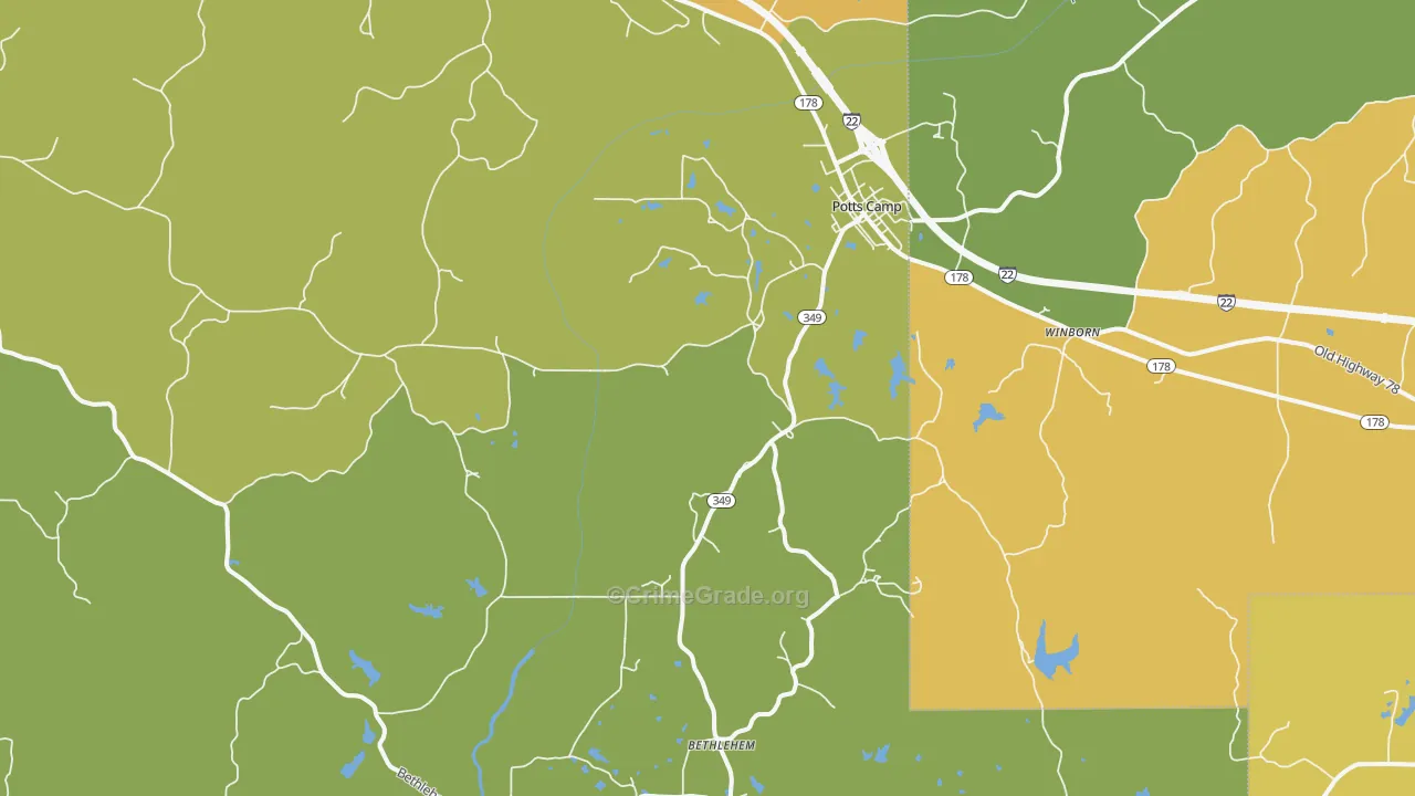 Potts Camp, MS Map of Vandalism Rates