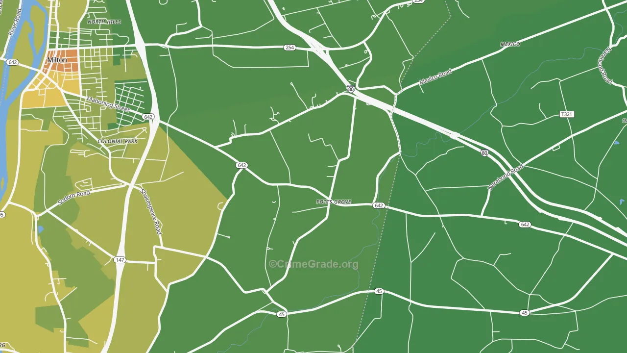 Potts Grove, PA Map of Vandalism Rates