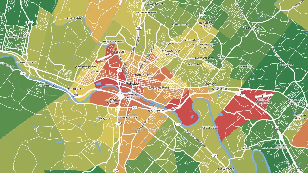 Pottstown, PA Map of Vandalism Rates