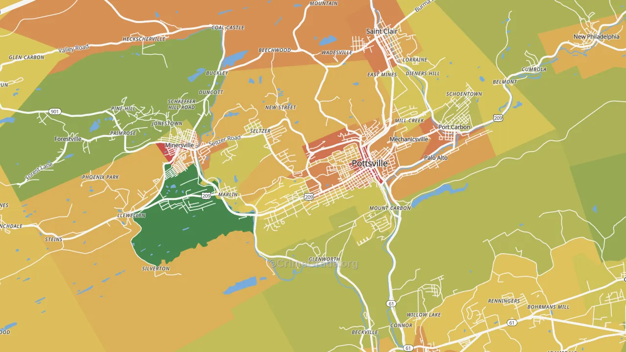 Pottsville, PA Map of Vandalism Rates