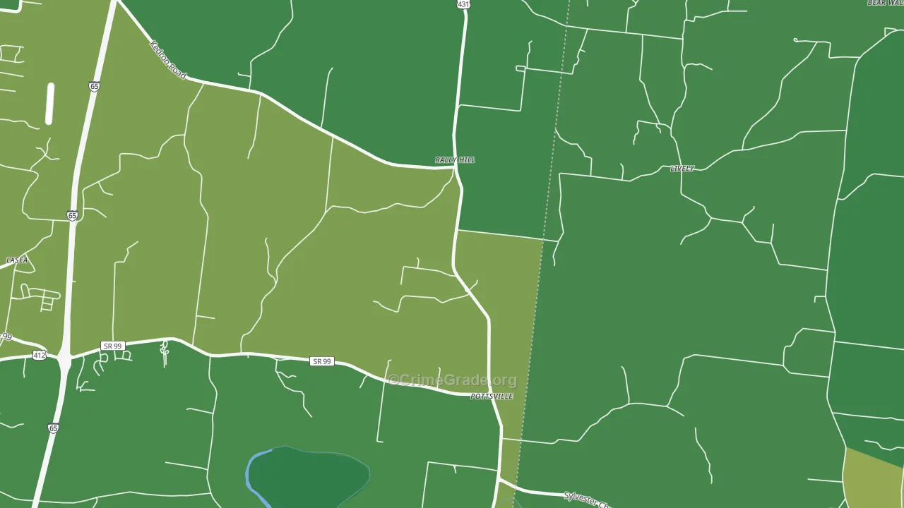 Pottsville, TN Map of Vandalism Rates