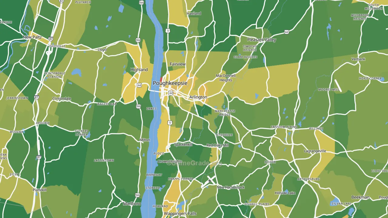 Poughkeepsie, NY Map of Vandalism Rates
