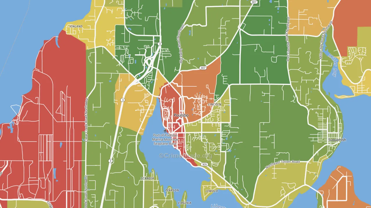 Poulsbo, WA Map of Vandalism Rates