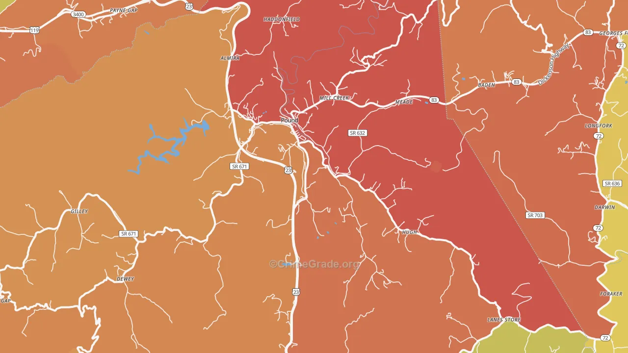 Pound, VA Map of Vandalism Rates