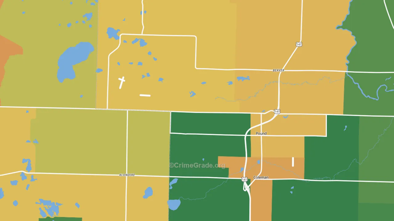 Pound, WI Map of Vandalism Rates