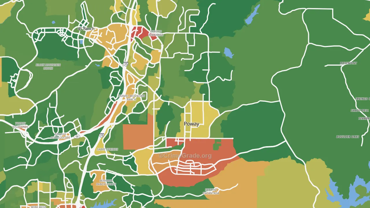 Poway, CA Map of Vandalism Rates