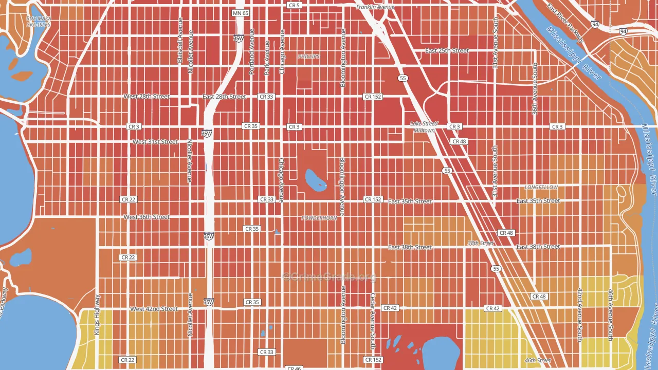 Powderhorn Park, Minneapolis, MN Map of Vandalism Rates