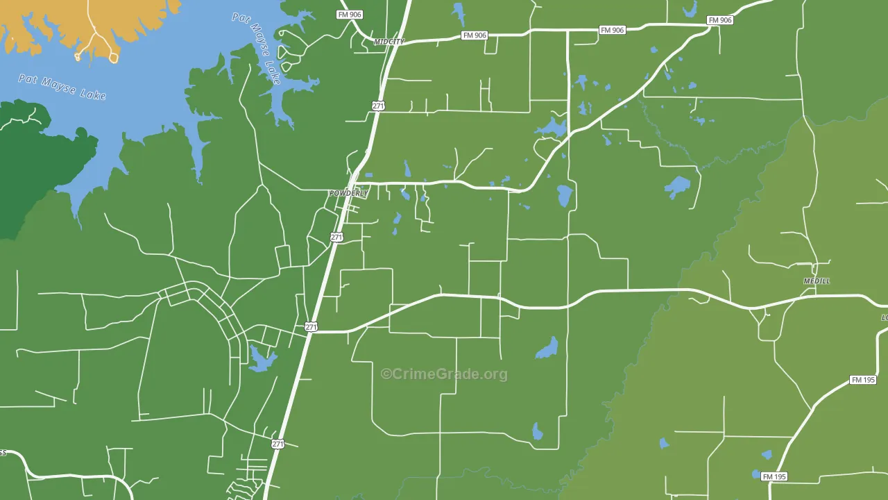 Powderly, TX Map of Vandalism Rates