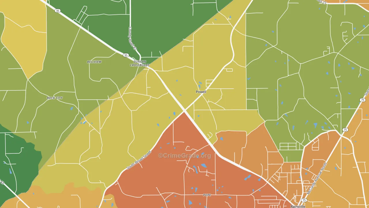 Powell, AL Map of Vandalism Rates