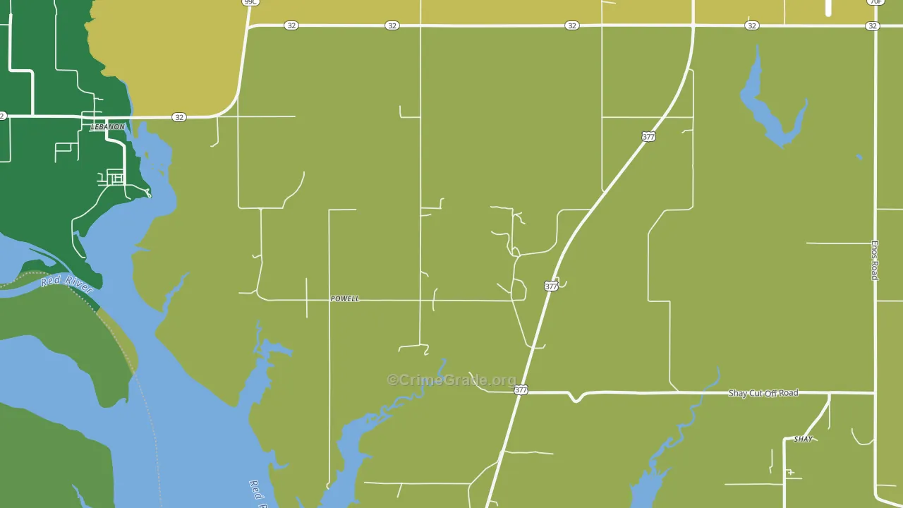 Powell, OK Map of Vandalism Rates