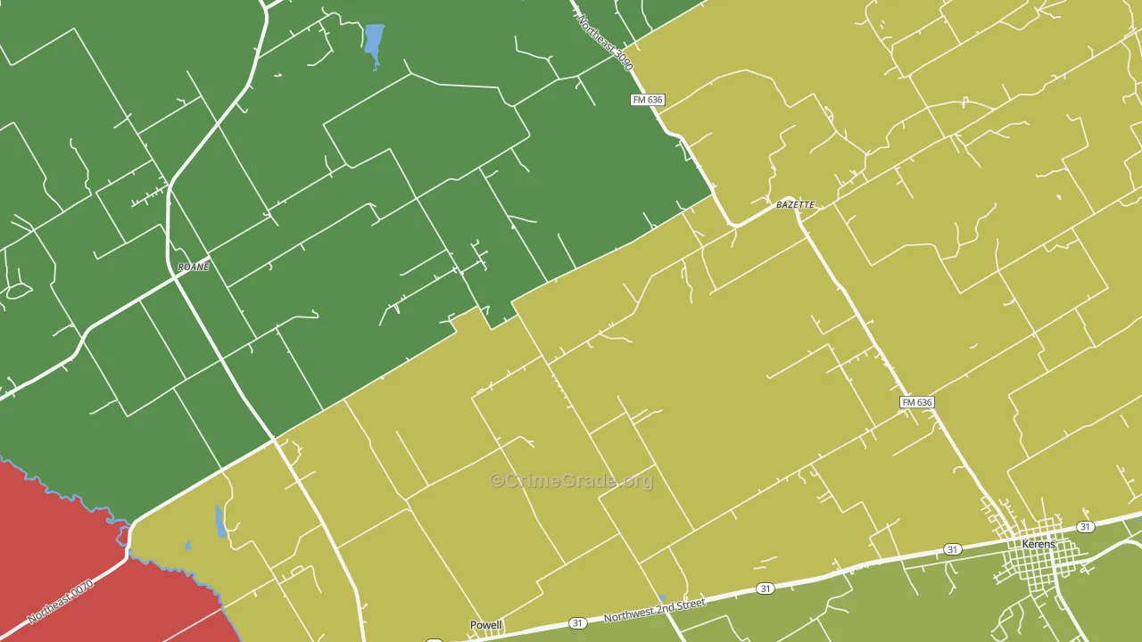 Powell, TX Map of Vandalism Rates