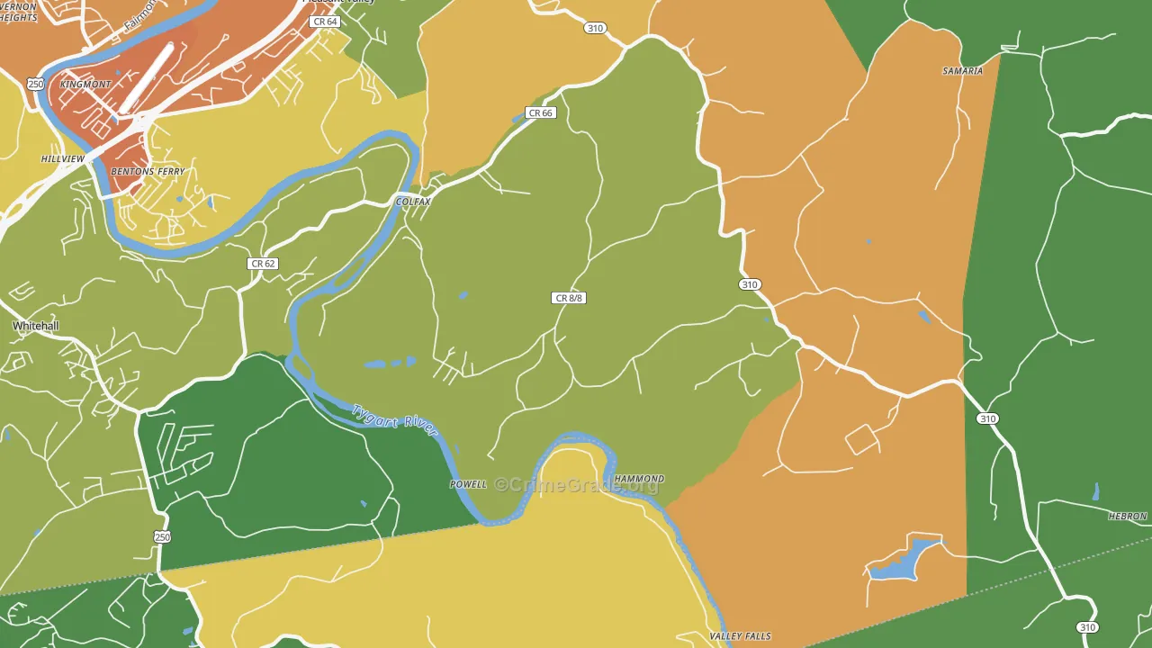 Powell, WV Map of Vandalism Rates