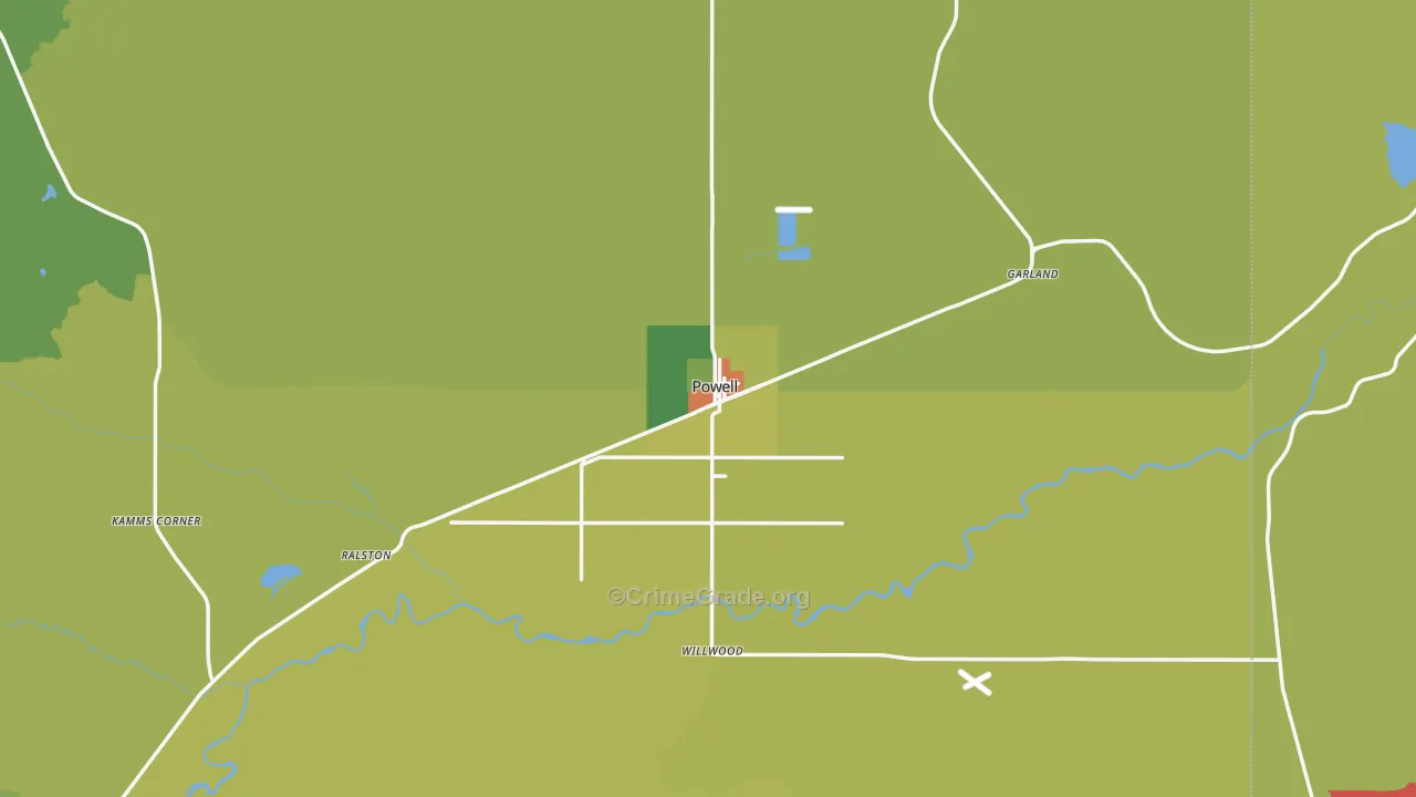 Powell, WY Map of Vandalism Rates