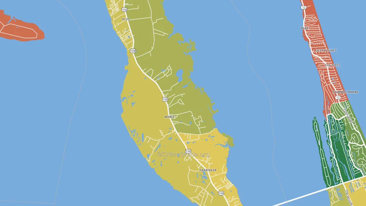 Powells Point, NC Map of Vandalism Rates
