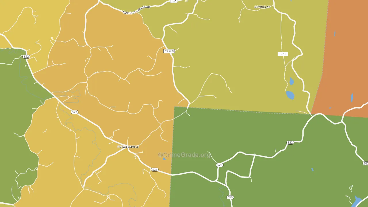 Powellsville, OH Map of Vandalism Rates