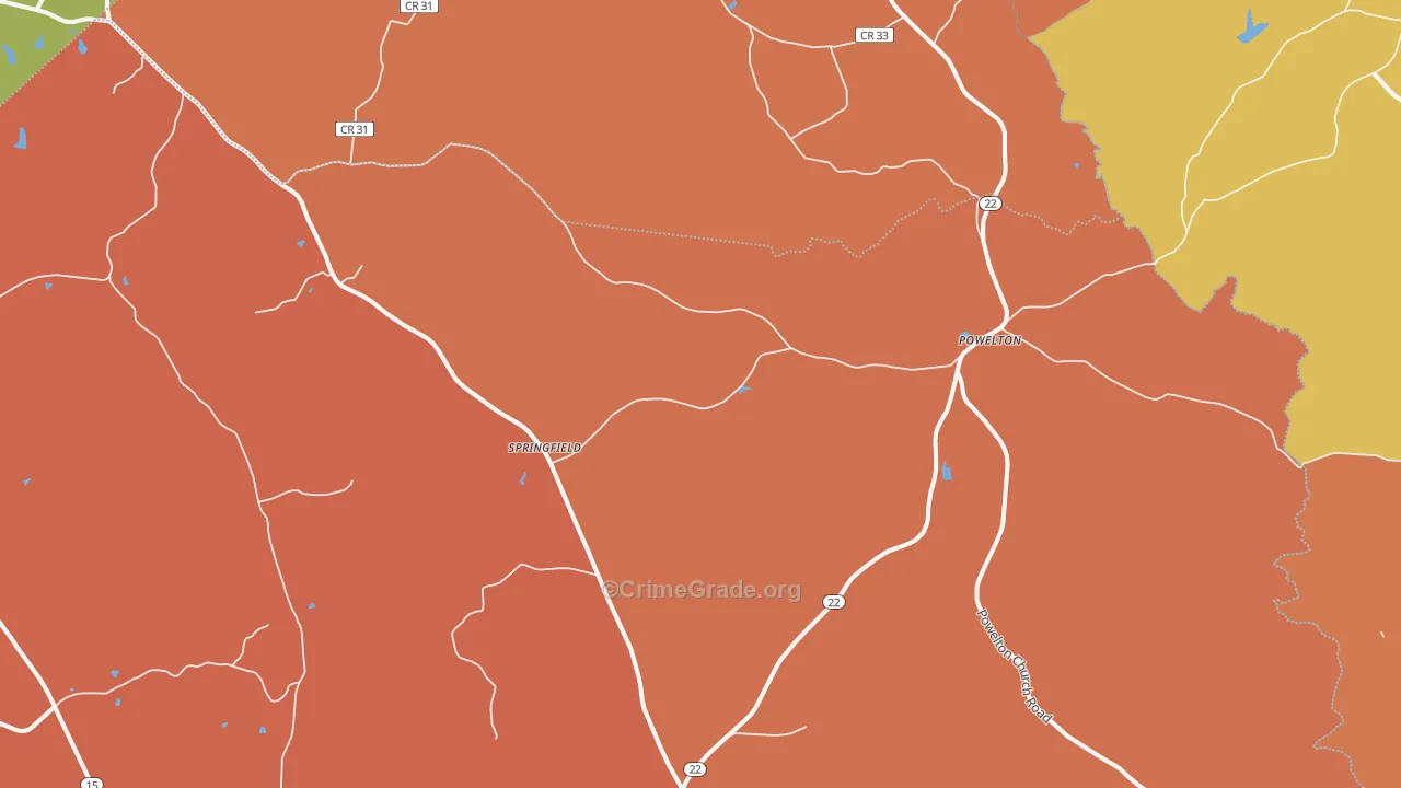 Powelton, GA Map of Vandalism Rates