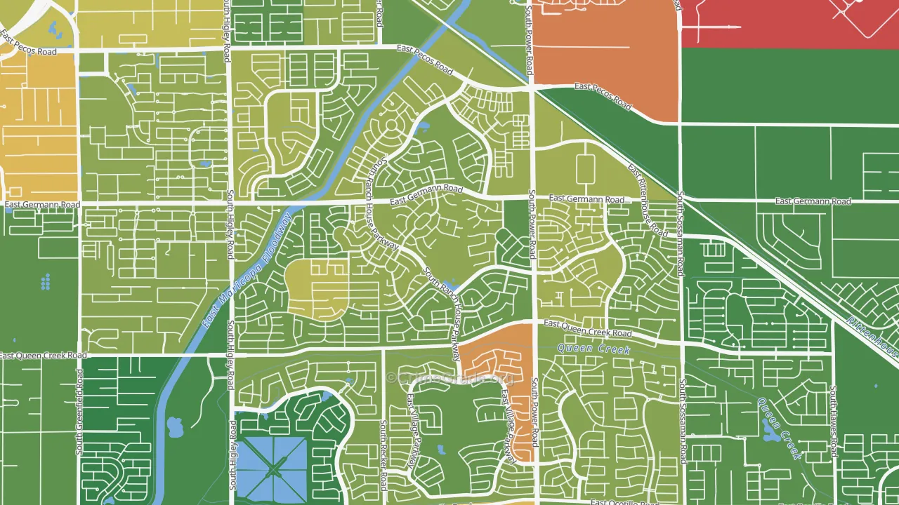 Power Ranch, Gilbert, AZ Map of Vandalism Rates