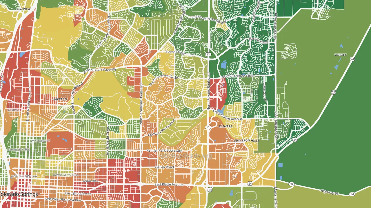 Powers, Colorado Springs, CO Map of Vandalism Rates
