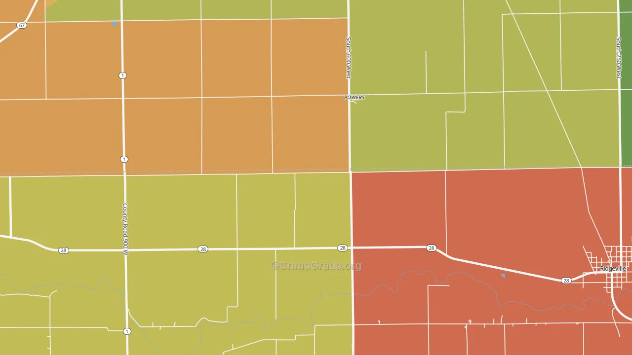 Powers, IN Map of Vandalism Rates