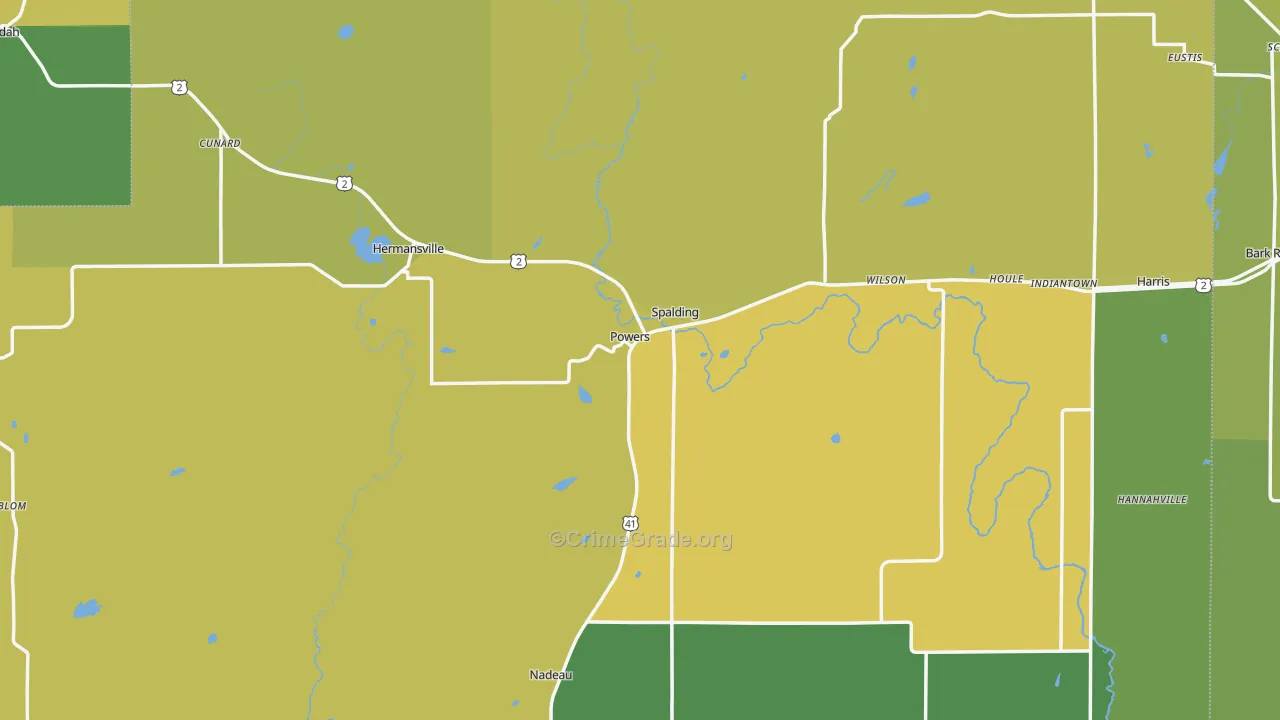 Powers, MI Map of Vandalism Rates