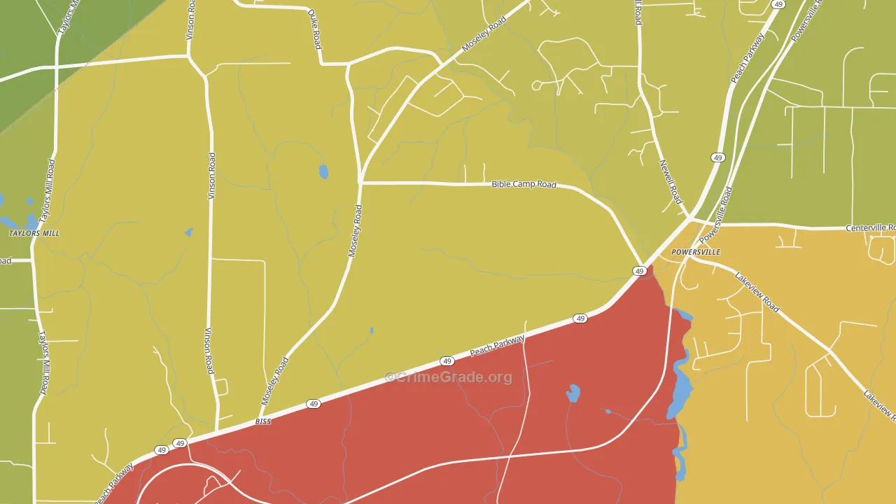 Powersville, GA Map of Vandalism Rates