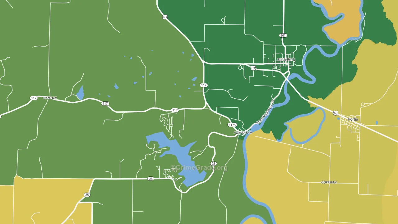 Powhatan, AR Map of Vandalism Rates