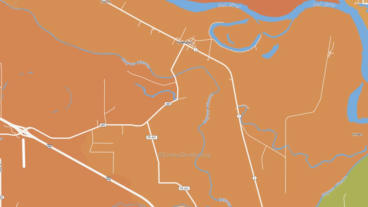 Powhatan, LA Map of Vandalism Rates